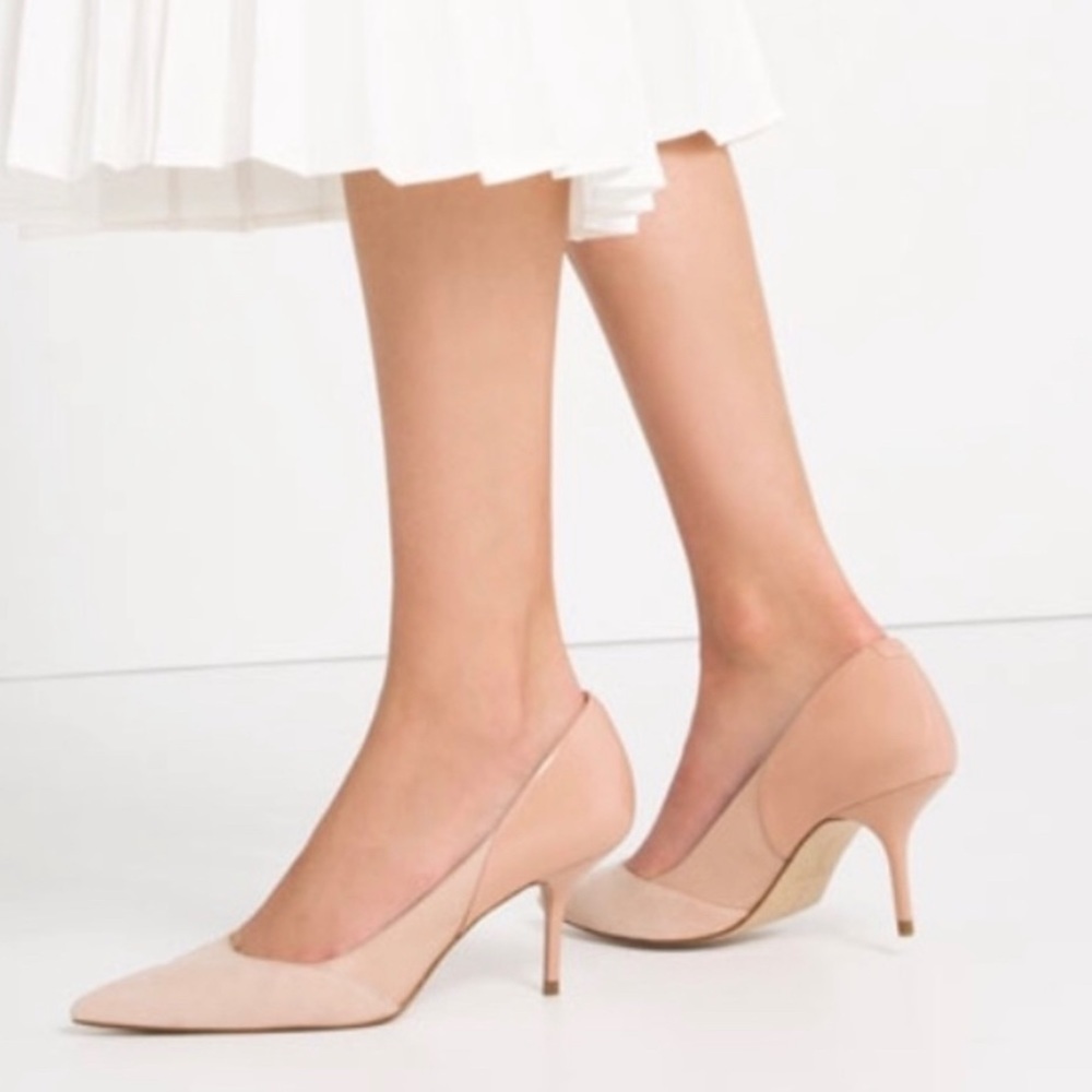 ZARA LEATHER PINK POINTED CONTRAST HEELS BRAND NEW WITH TAGS US 9 EUR 40